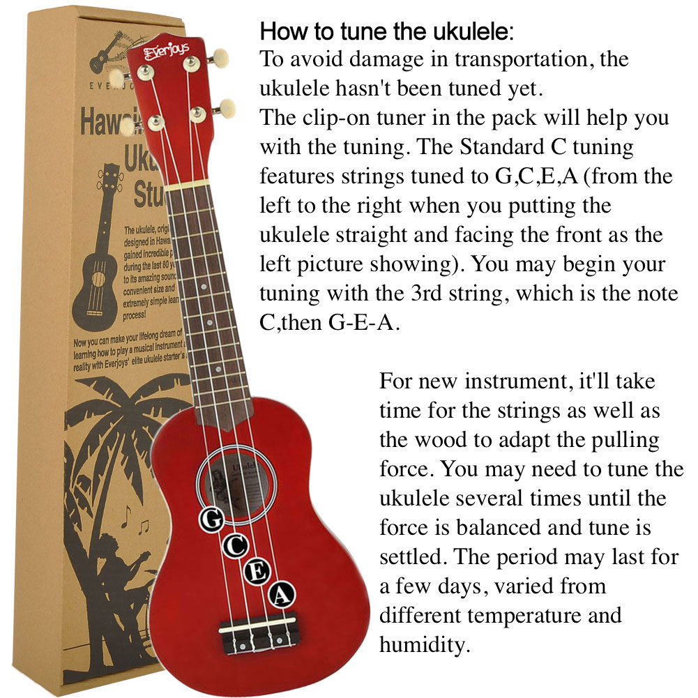 Soprano Ukulele Beginner Pack-21 Inch m / Gig Bag Songbook Digital Tuner