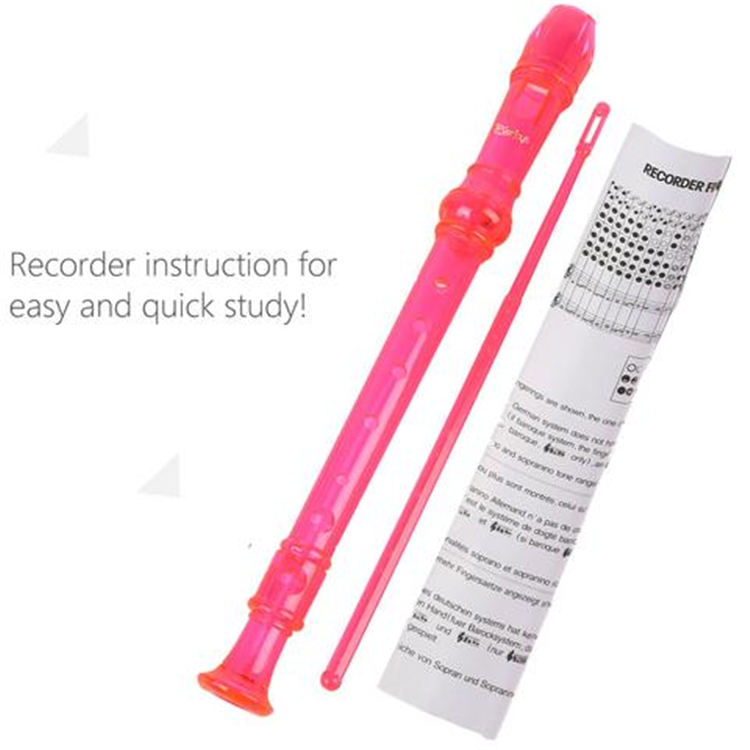 Soprano Descant Recorder 8 hullfløyte med / rensestangpose instruksjon rosa