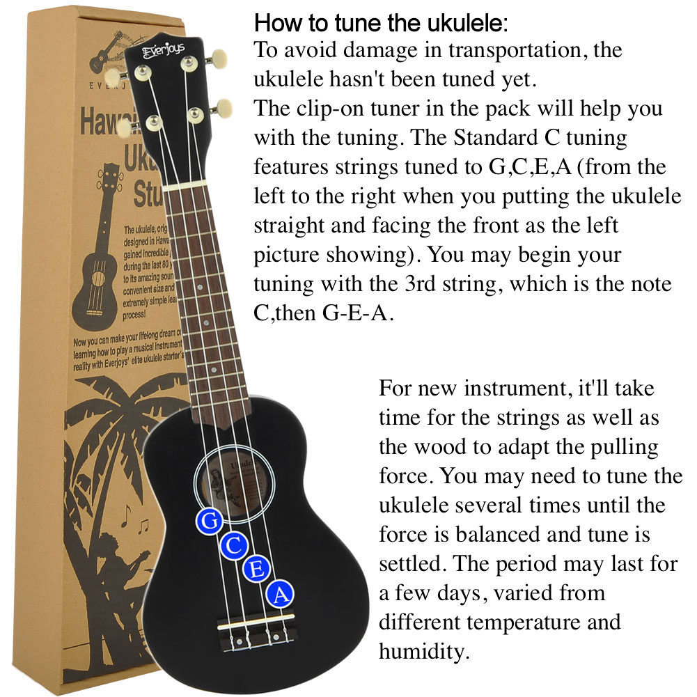Soprano Ukulele Beginner Pack-21 Inch m / Gig Bag Songbook Digital Tuner