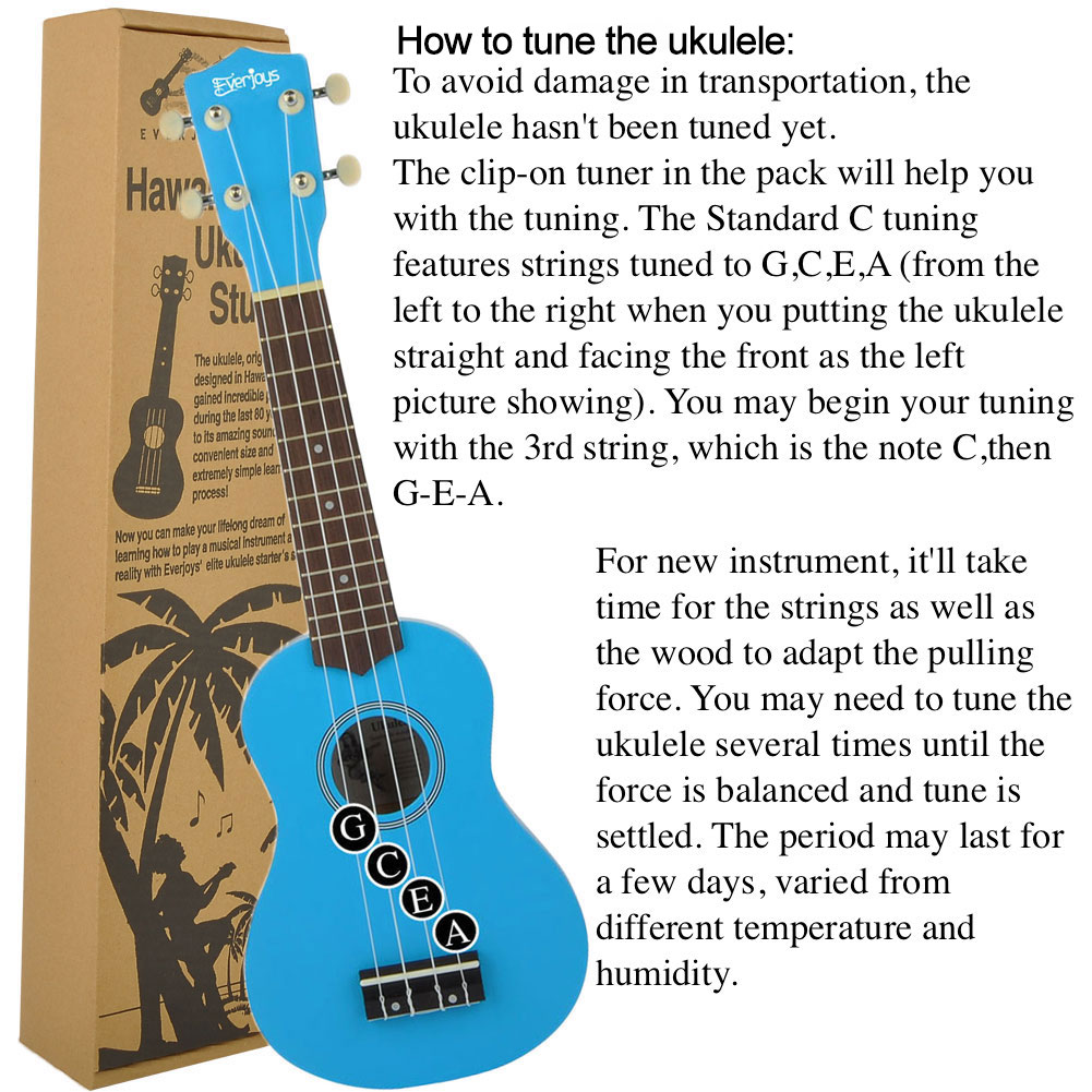 Soprano Ukulele Beginner Pack-21 Inch m / Gig Bag Songbook Digital Tuner