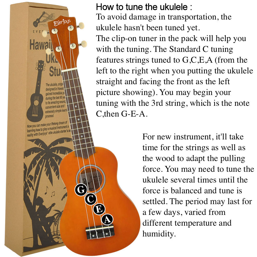 Soprano Ukulele Beginner Pack-21 Inch m / Gig Bag Songbook Digital Tuner
