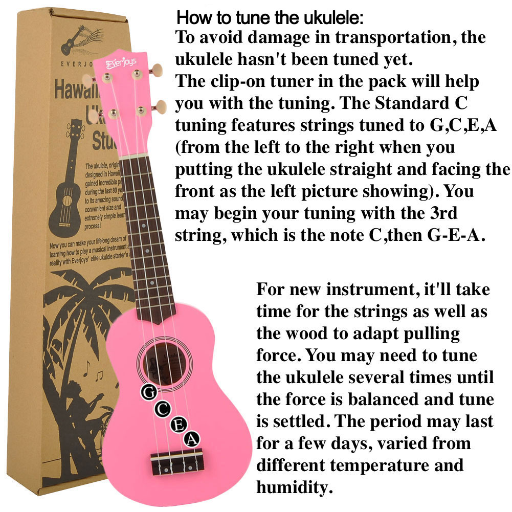 Soprano Ukulele Beginner Pack-21 Inch m / Gig Bag Songbook Digital Tuner