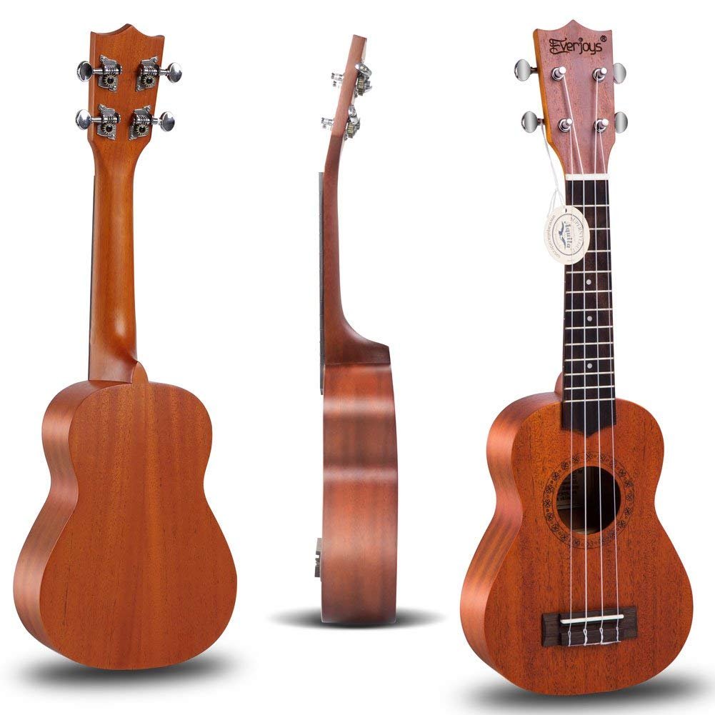 Mahogany Soprano Ukulele Kit - Profesjonell 21 tommers m / Case Strap Tuner Aquila Strings EVUKP02